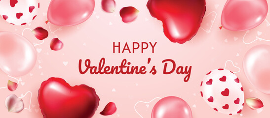 Happy Valentine day horizontal card 