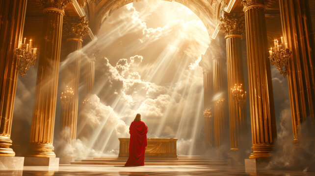 Jesus Christ in the Heavenly Sanctuary as our Intercessor and Advocate with the Father Generative AI Illustration