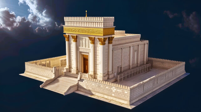 Second Temple of Jerusalem built by Herod in the time of Jesus Celestial Sanctuary Generative AI Illustration