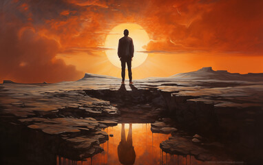 silhouette of a man in front of the sun, hope