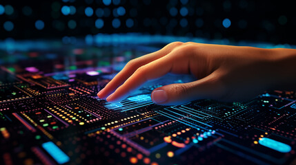 Obraz premium Concept of curiosity and fascination with technology