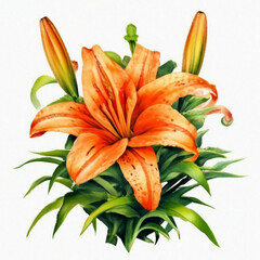 lily flower on a white background, watercolor drawing