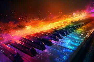 Abstract colorful piano keyboard wallpaper background Offering a vibrant and artistic representation of music Creativity And the dynamic world of artistic expression