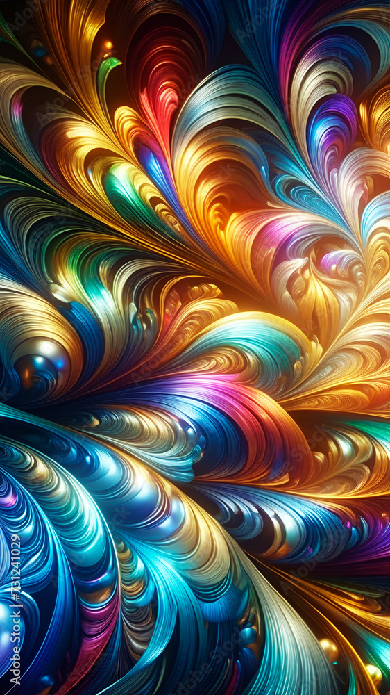 Wall mural abstract texture wallpaper and background with waves and curves in vivid colors. artistic pattern de