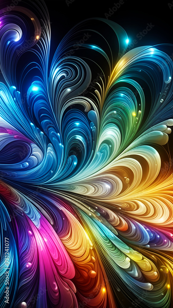 Wall mural abstract texture wallpaper and background with waves and curves in vivid colors. artistic pattern de