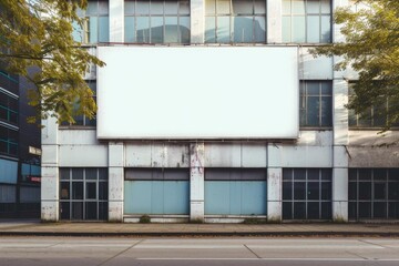 Fototapeta na wymiar Blank billboard on a building Offering an empty mock-up space for outdoor advertising or promotional messages Set in an urban environment