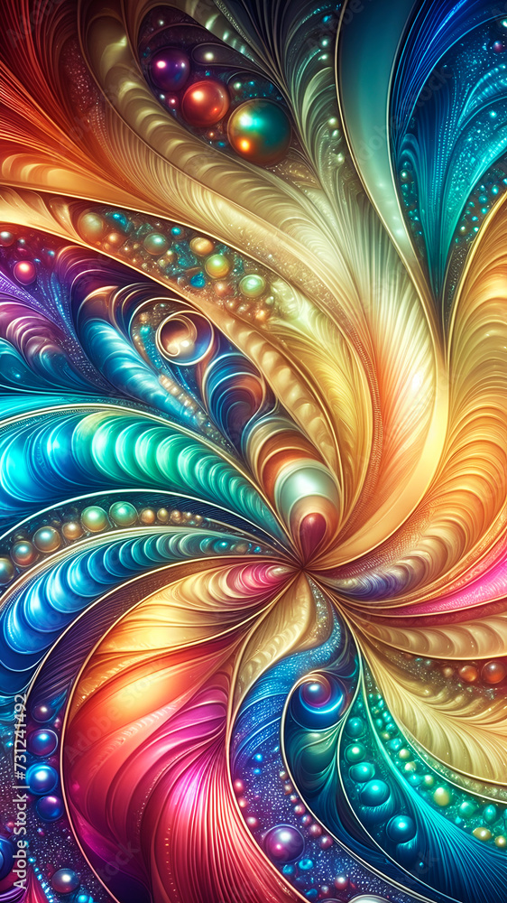Wall mural abstract texture wallpaper and background with waves and curves in vivid colors. artistic pattern de