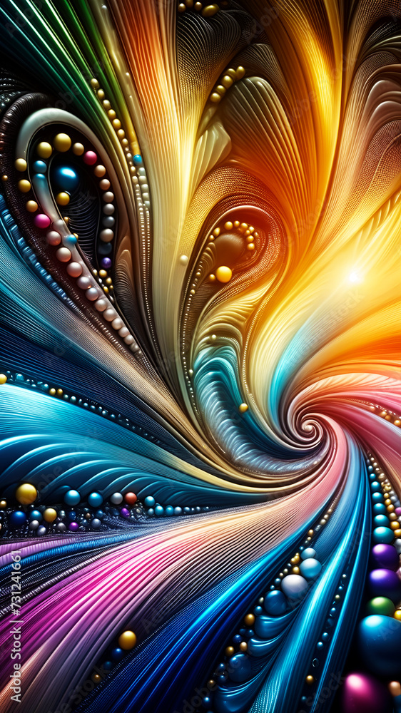 Wall mural abstract texture wallpaper and background with waves and curves in vivid colors. artistic pattern de