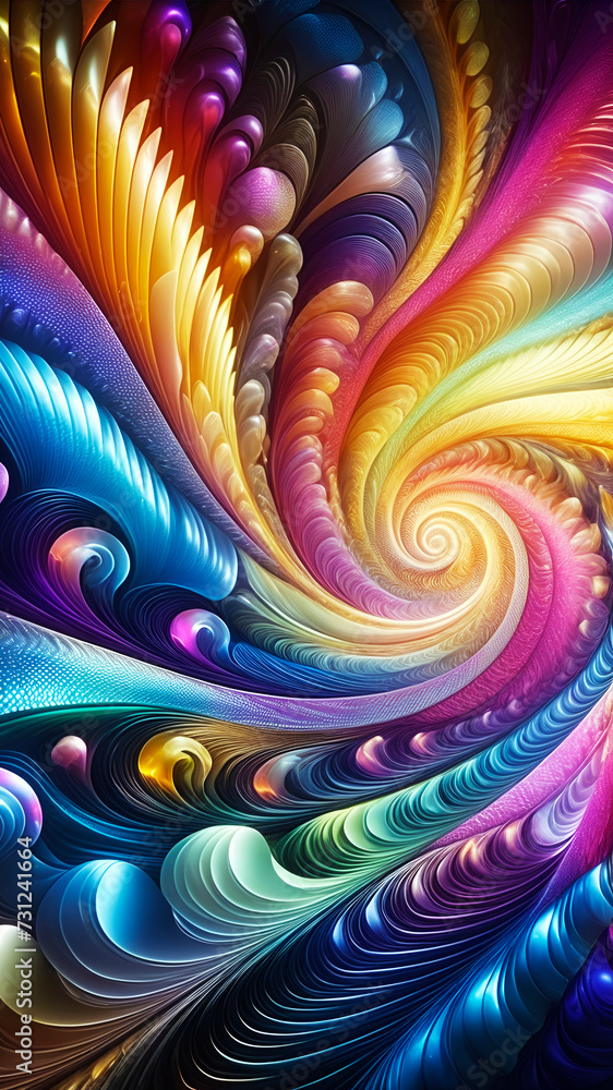 Wall mural abstract texture wallpaper and background with waves and curves in vivid colors. artistic pattern de