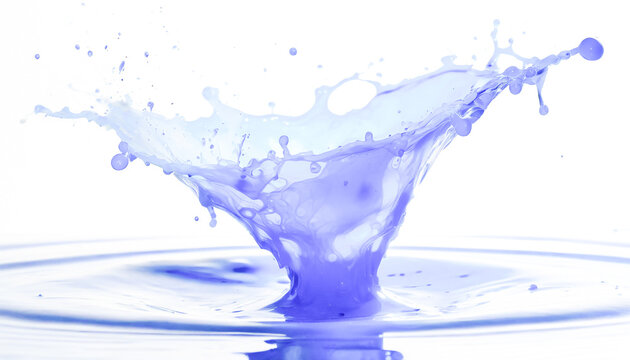 Blue Water splash, closeup of an abstract drop of blue paint isolated on a white background.