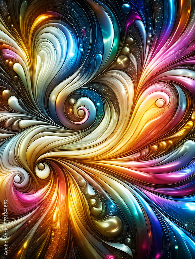 Wall mural abstract texture wallpaper and background with waves and curves in vivid colors. artistic pattern de