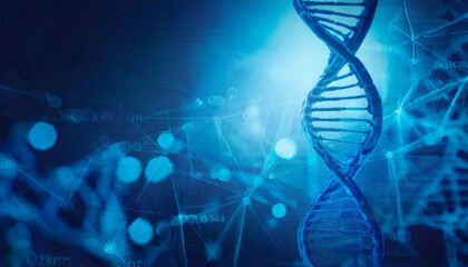 A blue DNA genome poster with copy space.healthcare and medicine