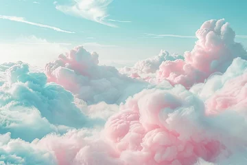 Papier Peint photo Lavable Bleu clair Cotton candy land A whimsical and dreamy landscape A visual feast of soft pastel colors and fluffy textures