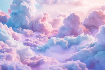 Wandcirkels aluminium Cotton candy land A whimsical and dreamy landscape A visual feast of soft pastel colors and fluffy textures © Bijac