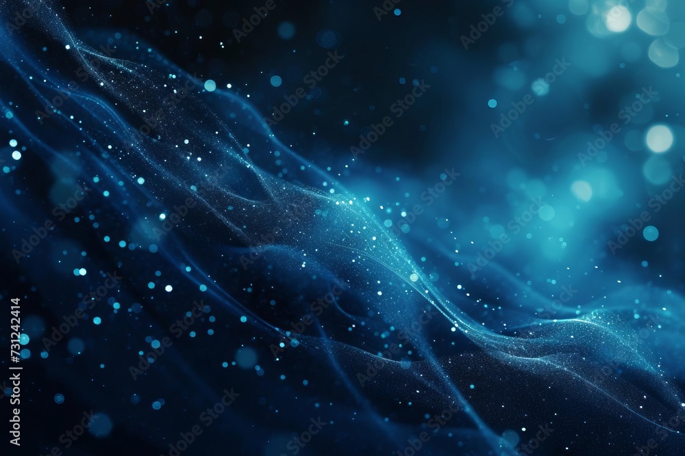 Poster dark blue and glow particle abstract background a dynamic and modern design a concept of movement an