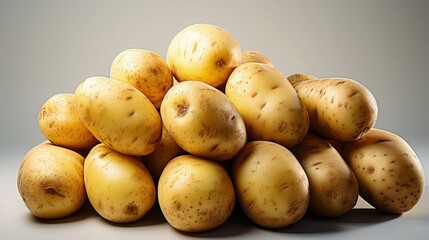 Pile of potatoes on the table.