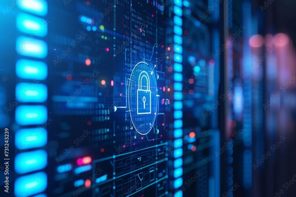Poster endpoint security visualization representing the importance of cyber defense mechanisms at the devic
