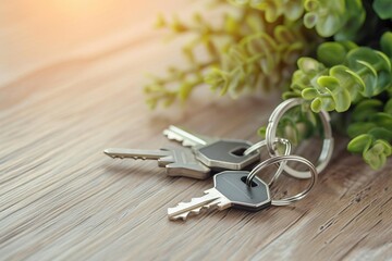 Modern new home A symbol of investment and real estate dreams A key and keychain concept Embodying ownership and new beginnings
