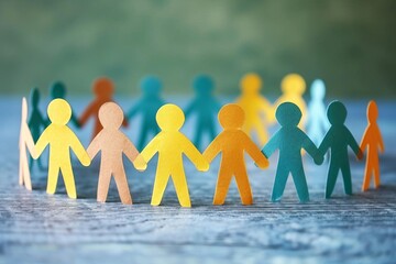 Paper people coming together A concept of community and unity A symbolic image of collaboration and collective strength