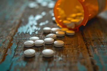 Prescription opioids A concept of addiction and the opioid crisis A powerful image of medication misuse and the struggle with dependence - obrazy, fototapety, plakaty