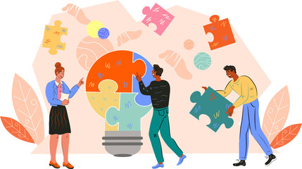 Business team brainstorming and innovative idea. Enterprise cooperation and collaboration, colleagues mutual assistance concept.