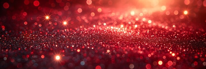 Fototapeta na wymiar An abstract, sparkling bokeh background with shining lights, perfect for festive occasions in red and gold.
