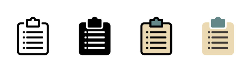 Clipboard icon on white background.  Clipboard Symbol.  Clipboard, checklist, documents and Tasks.  flat and colored styles.  for web and mobile design.
