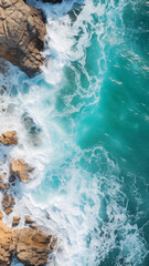 Fototapeta na wymiar A Birds Eye View of the Ocean and Rocks, wallpapers for smartphones