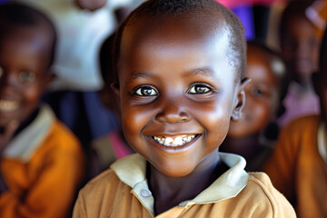 The smile of a child in africa in a school in kenya
