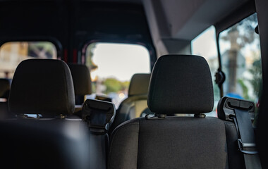 Interior with seats inside the minivan car. © M-Production