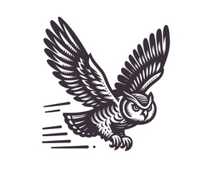 Beautiful vintage monochrome owl isolated vector illustration