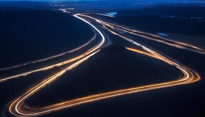 Fototapeta na wymiar Large view of the highway by night long exposure 