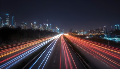 Fototapeta na wymiar traffic at night long exposure 