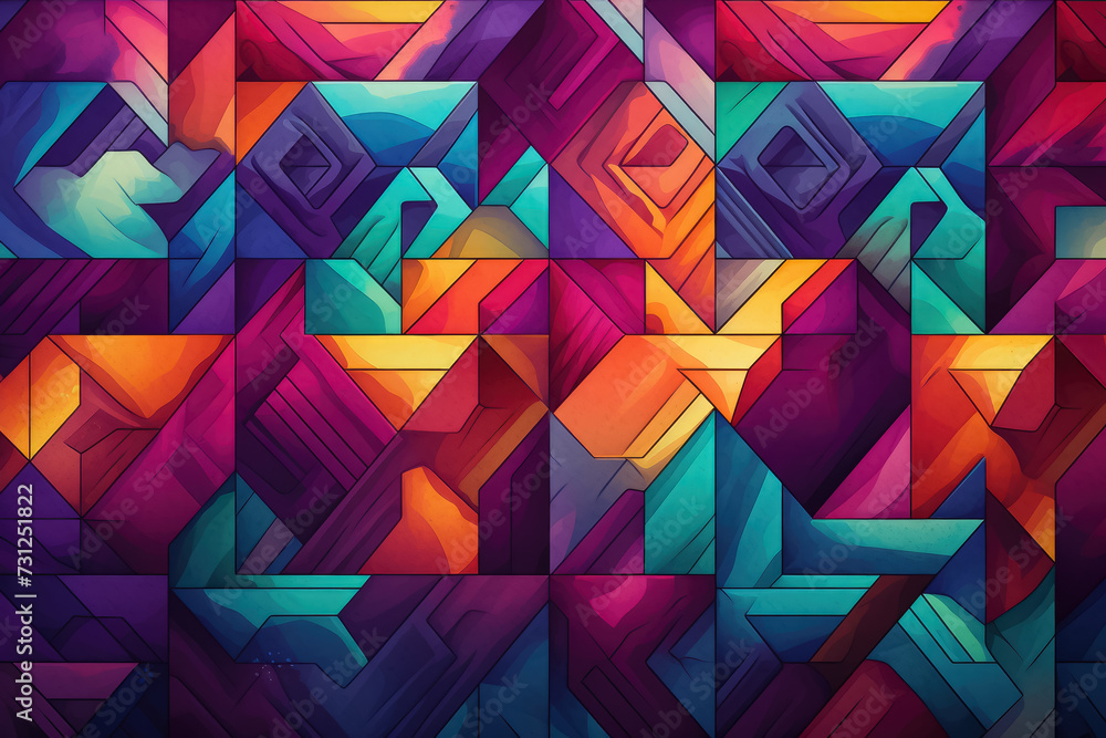 Aufkleber create a vibrant and colorful pattern with geometric shapes and intricate details