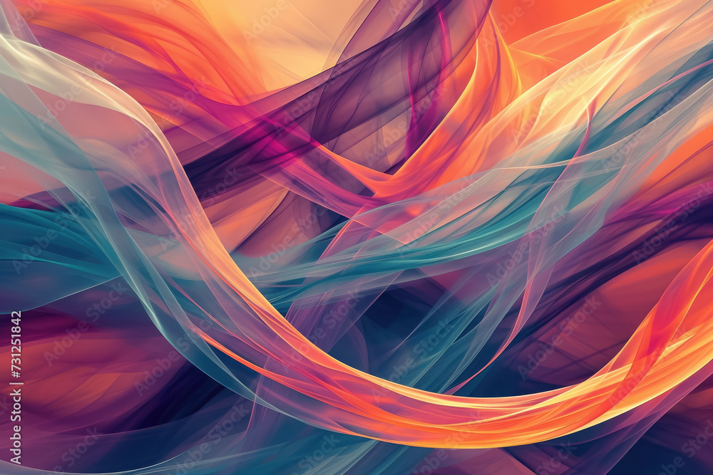 Poster create an abstract pattern of flowing ribbons, with dynamic lines and textures.