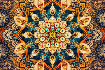 Create a symmetrical pattern of intricate mandalas, with fine details and textures.