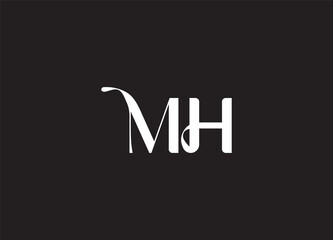 MH Logo. Letter Design Vector with Red and Black Colors.