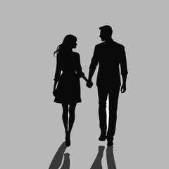 Couple silhouette two lovers vector illustration