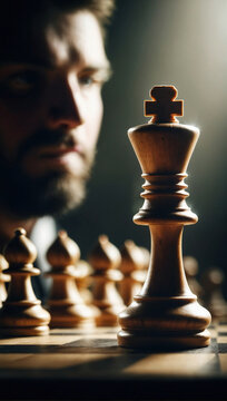Strategischer Denker im Schachspiel - K&ouml;nig im Fokus