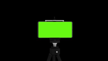 smartphone with green screen on tipod isolated realistic 3d render for app mockup 
