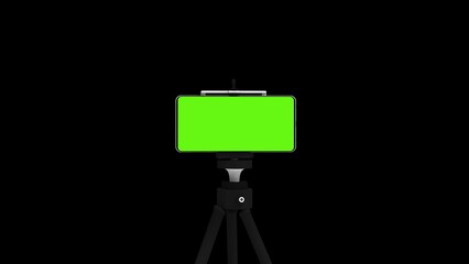 smartphone with green screen on tipod isolated realistic 3d render for app mockup 
