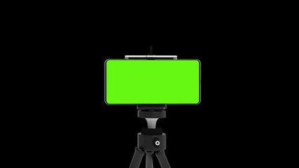 smartphone with green screen on tipod isolated realistic 3d render for app mockup 
