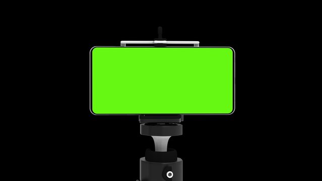 Smartphone With Green Screen On Tipod Isolated Realistic 3d Render For App Mockup 
