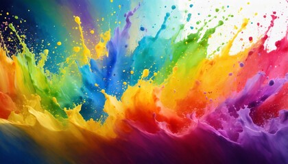 rainbow color paint splash background generative ai