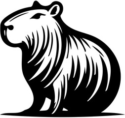 Capybara vector illustration in black and white, rodent animal logo design 
