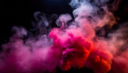 Fototapeta premium dense multicolored smoke of red purple and pink colors on a black background background of smoke vape