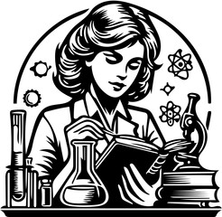 vector illustration of a scientist working in a science lab doing experiments