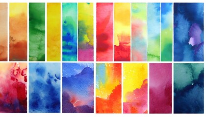 big set of bright colorful watercolor background textures