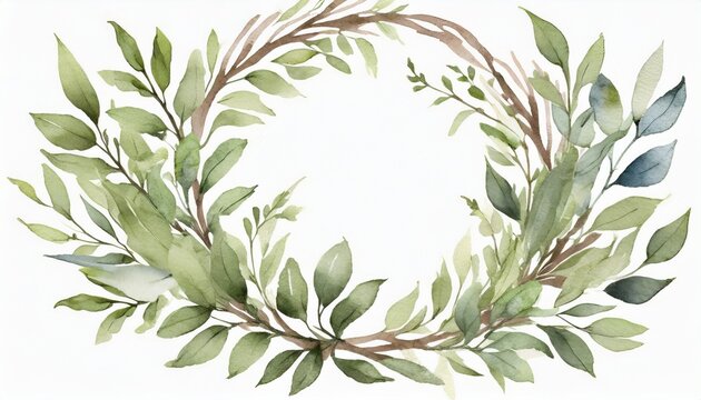 watercolor wreath spring foliage beautiful clipart element for design