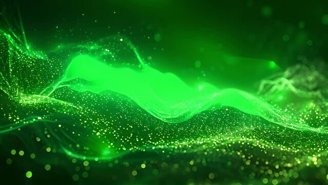 St Patrick's Day 4k background effect.sparkles Green particles appear and forming the shape of clover or shamrock. St. Patrick's day background. Irish tradition concept. Copy space Saint Patrick Day